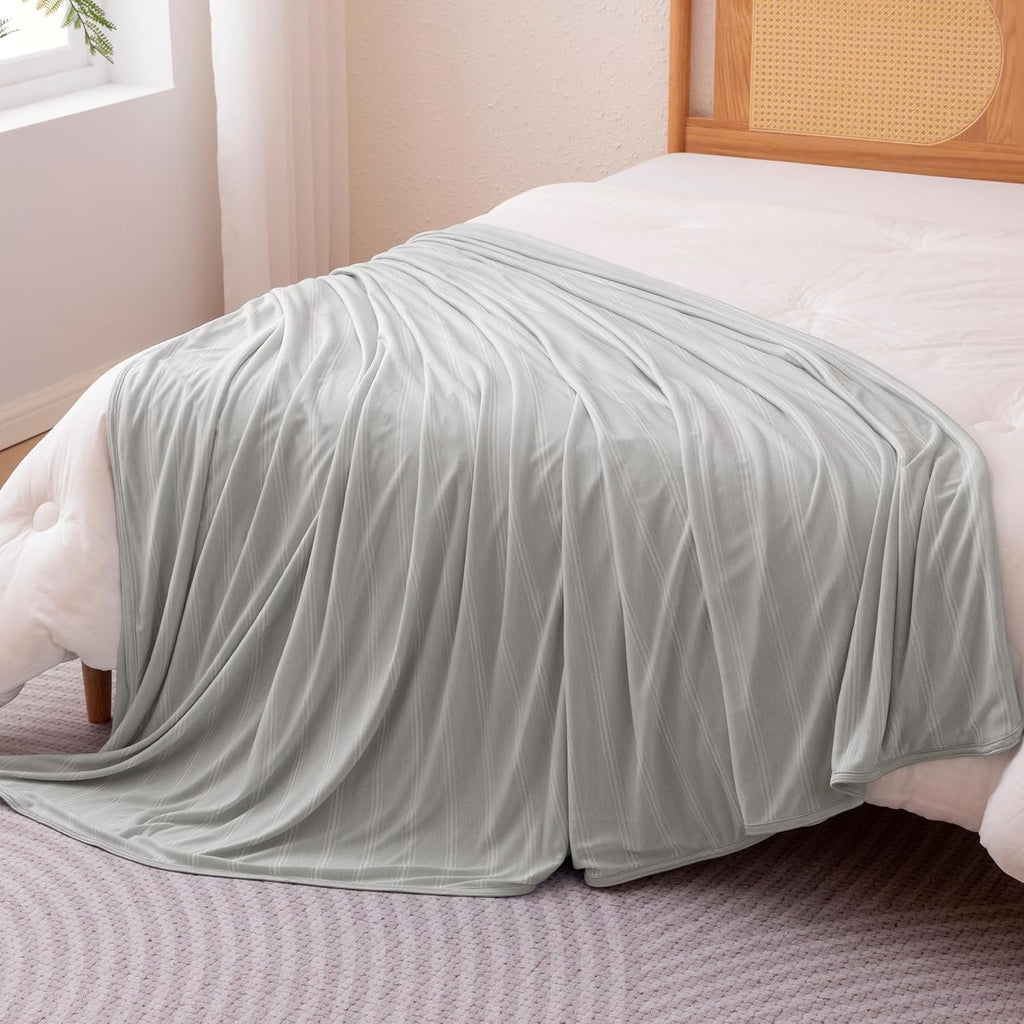 Cozy Comfort Striped Cooling Throw For Hot Sleepers Reversible - Elesira
