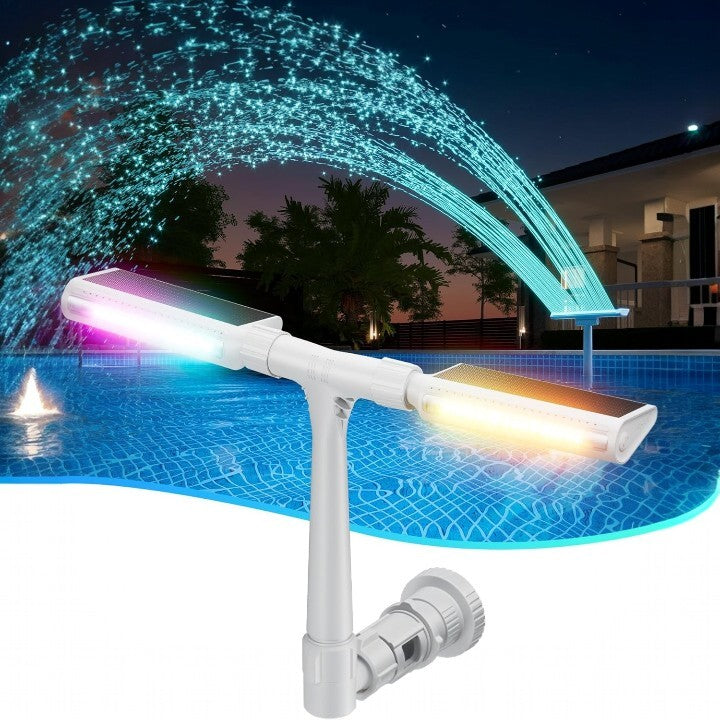 Solar-Powered RGB Fountain for Pool – Evening Light Display | elesira