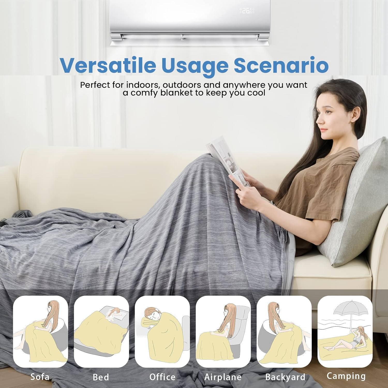 Cooling Blanket Lightweight Summer Comfort For Hot Sleepers And Night Sweats On Bed - Elesira