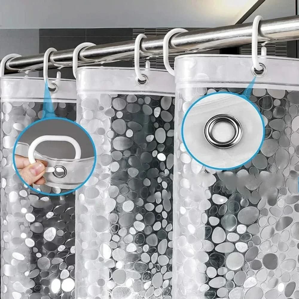 Rideau de douche étanche à motif galets – design transparent | elesira