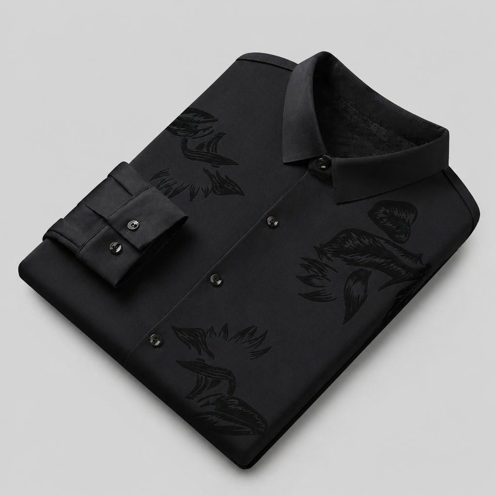 VulcanTherm – Brushstroke-Patterned Slim-Fit Fleece-Lined Shirt | elesira