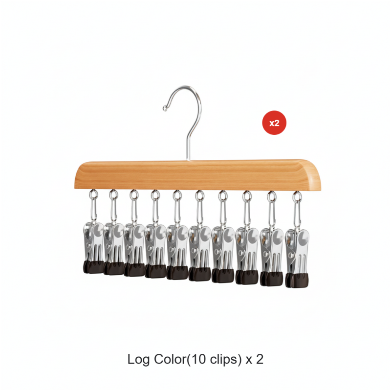 Wooden Clip Hanger for Closet Organization – Rotating Design | elesira