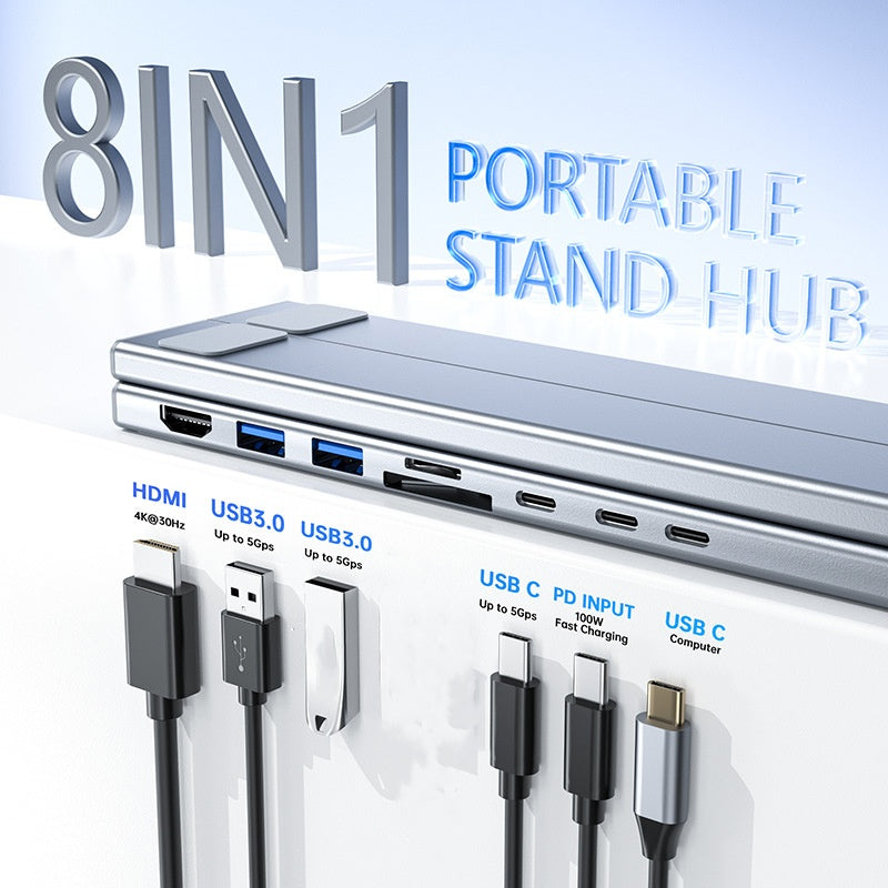 VoltEdge 8-Port-Dockingstation mit verstellbarem Ständer | Steigere deinen Komfort und besiege die Müdigkeit im Arbeitsalltag | elesira