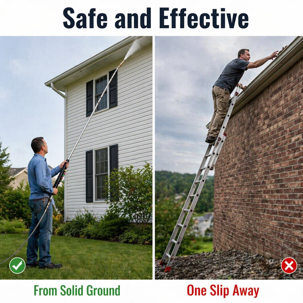 SkySweep | Blast Away Gutters, Siding & Second-Story Grime Without Ladder Climbing | elesira