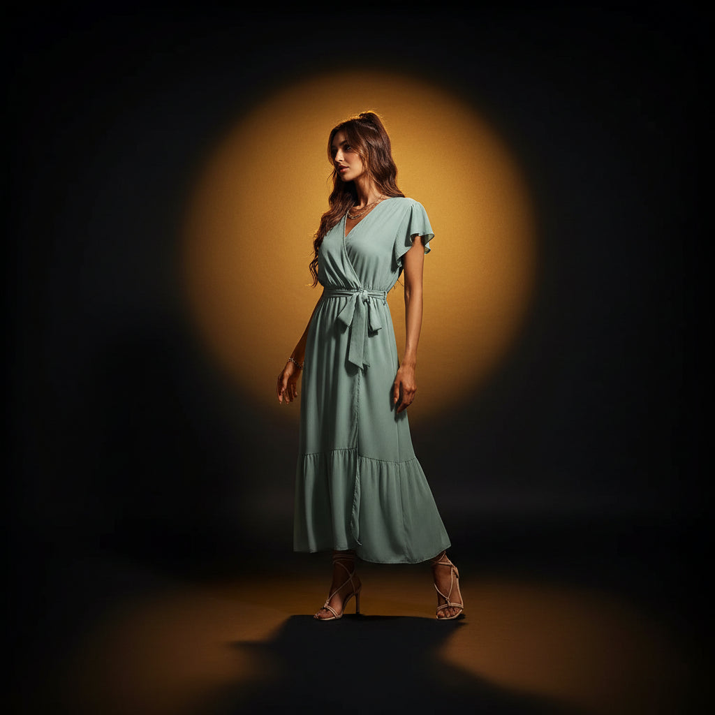 Robe Fleurie Volantée — Manches Courtes Style Bohème