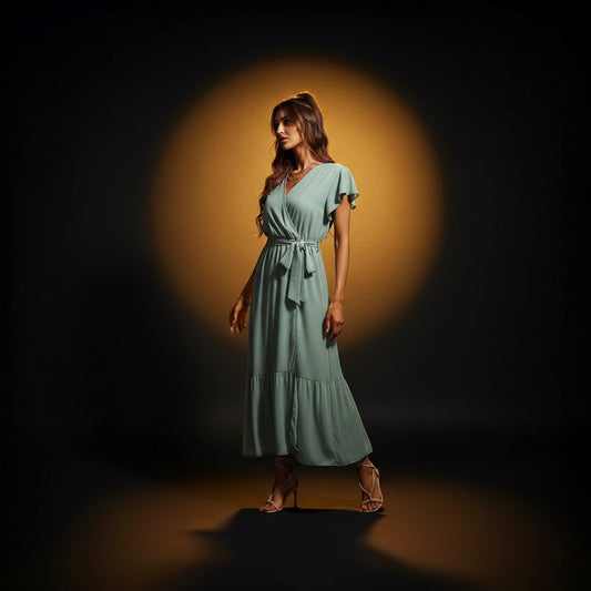 Robe Fleurie Volantée — Manches Courtes Style Bohème