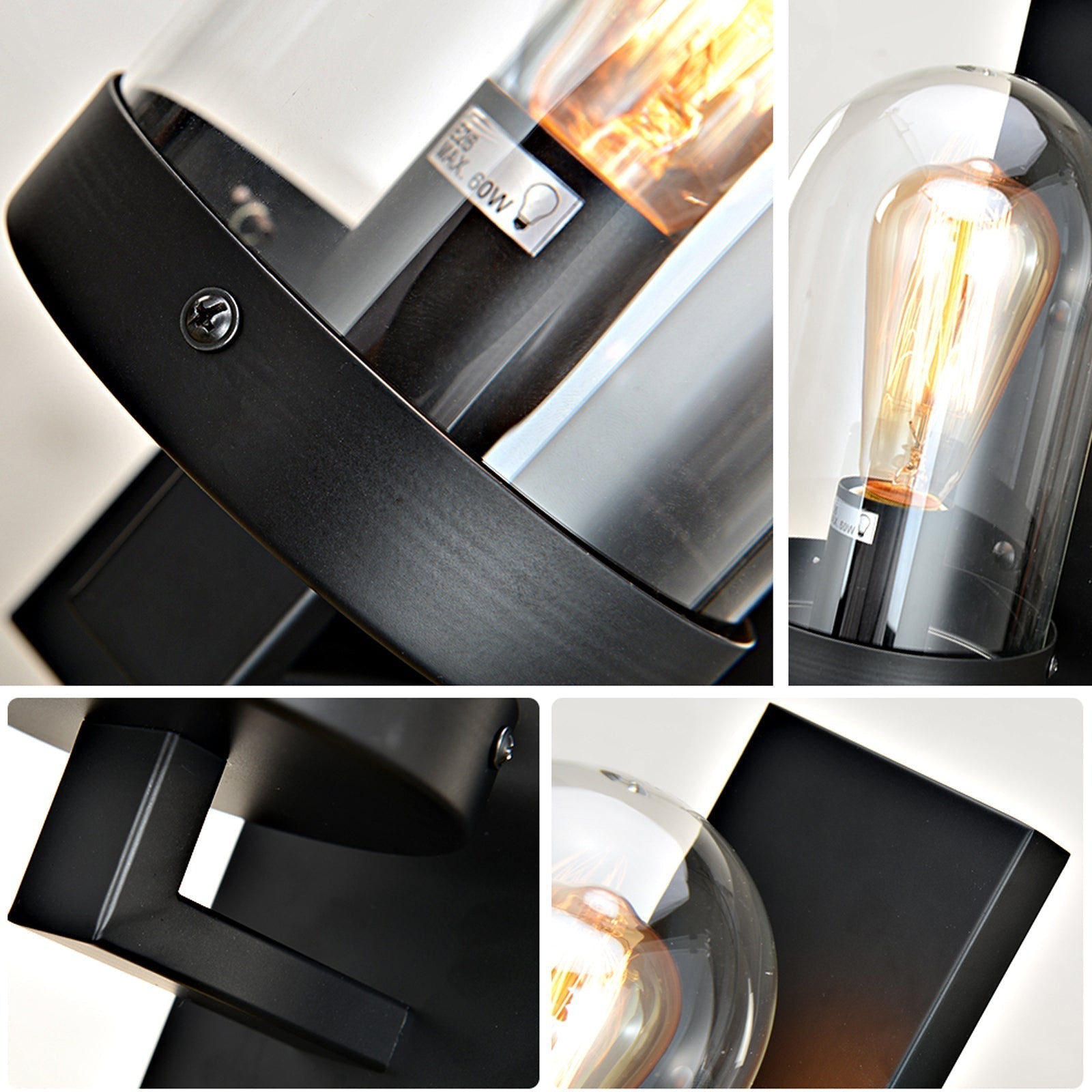 Black Wall Sconce Lighting with Glass Shade | elesira