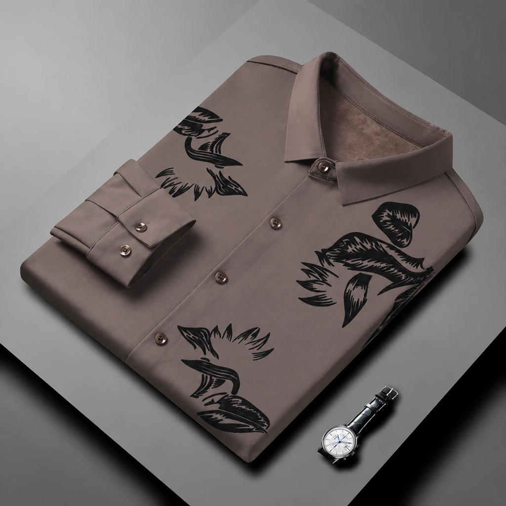 VulcanTherm – Brushstroke-Patterned Slim-Fit Fleece-Lined Shirt | elesira