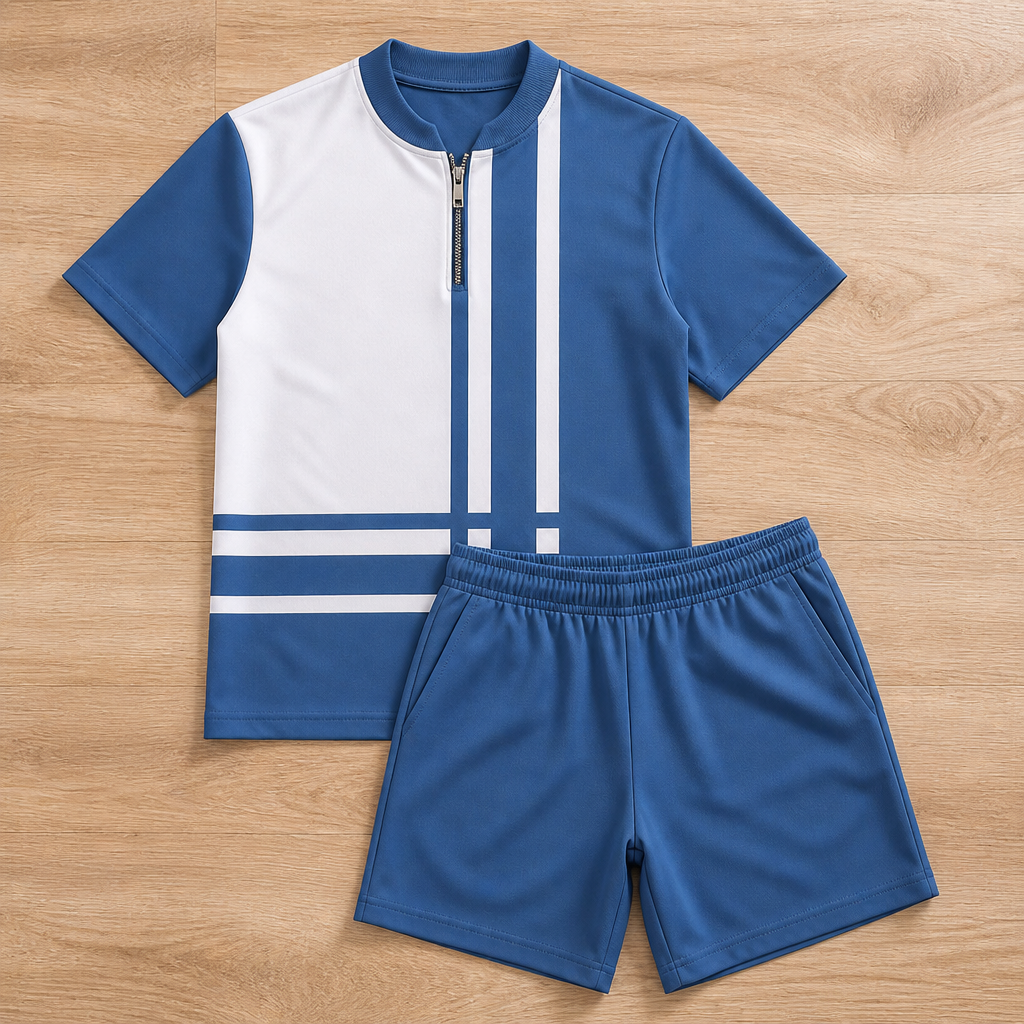 Zip-Collar Shirt & Shorts Set | Feel Fresh, Move Freely, Command Every Moment | elesira