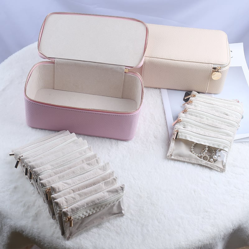 Boîte de rangement à bijoux zippée avec compartiments | elesira