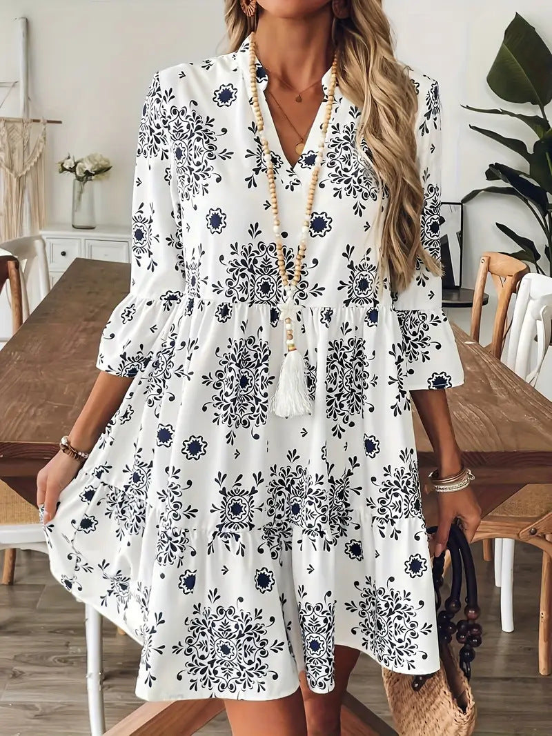 Robe Élégante Manches Trois-Quarts