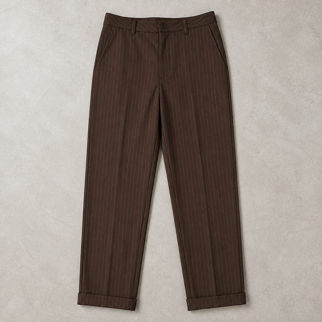 Virelia – Pantaloni drepți cu talie înaltă și dungi fine, personalizate | elesira