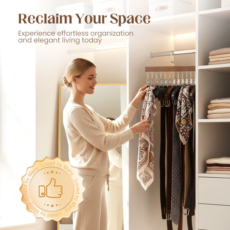 Wooden Clip Hanger for Closet Organization – Rotating Design | elesira