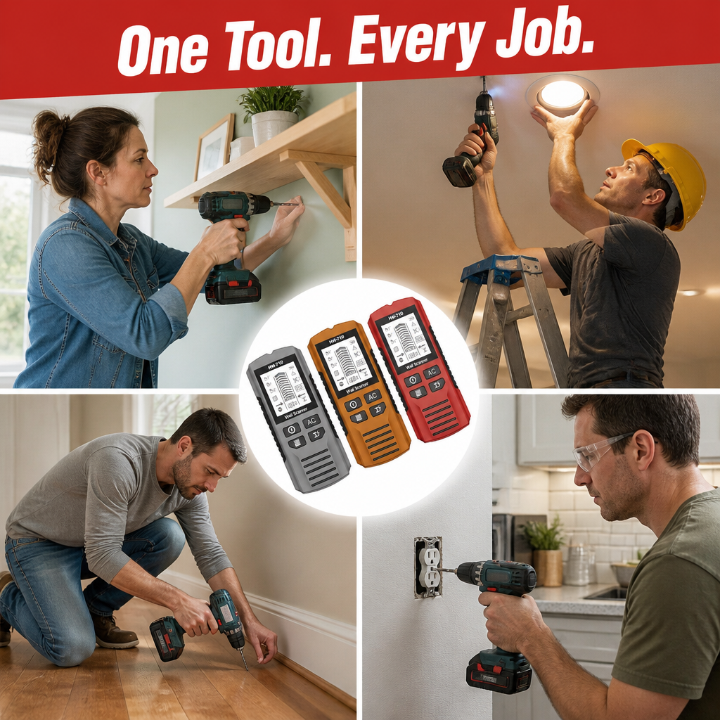 WallScout HW-710 | Finn stendere, ledninger og rør før boring - skanner med 5 moduser | elesira