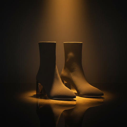 Bottines femme grande taille en maille extensible à talon haut