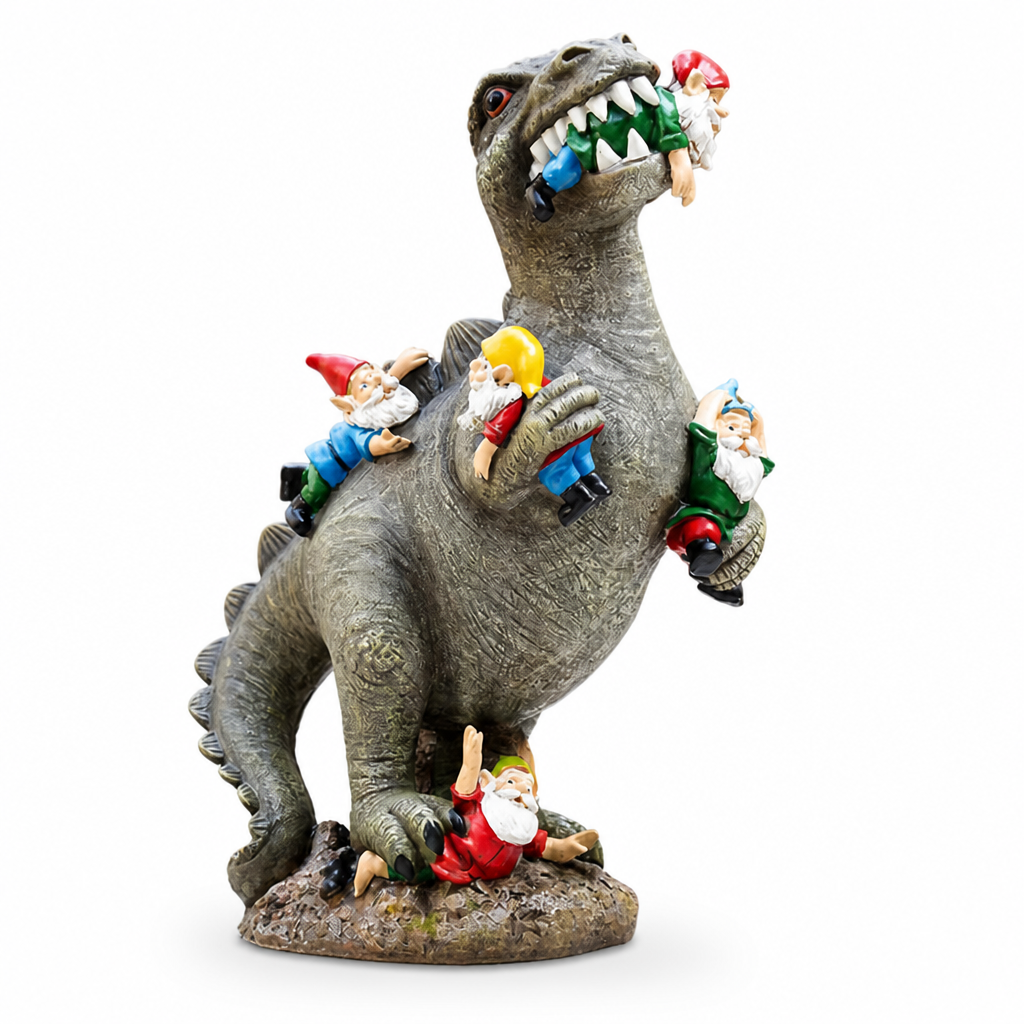Väderbeständig och UV-tålig handmålad T-Rex-trädgårdsstaty | elesira