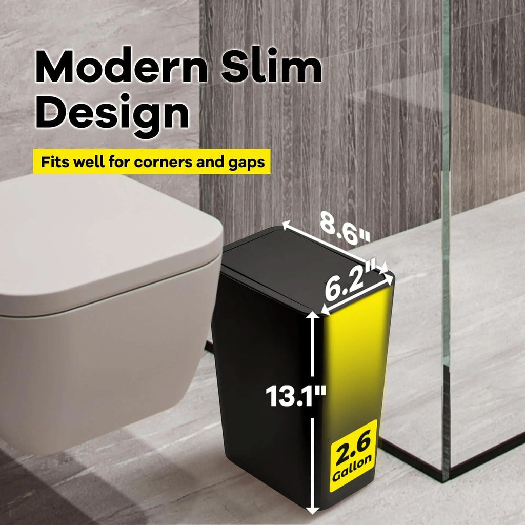 Slim Top Trash Bin 10L - Space-Saving Design | elesira
