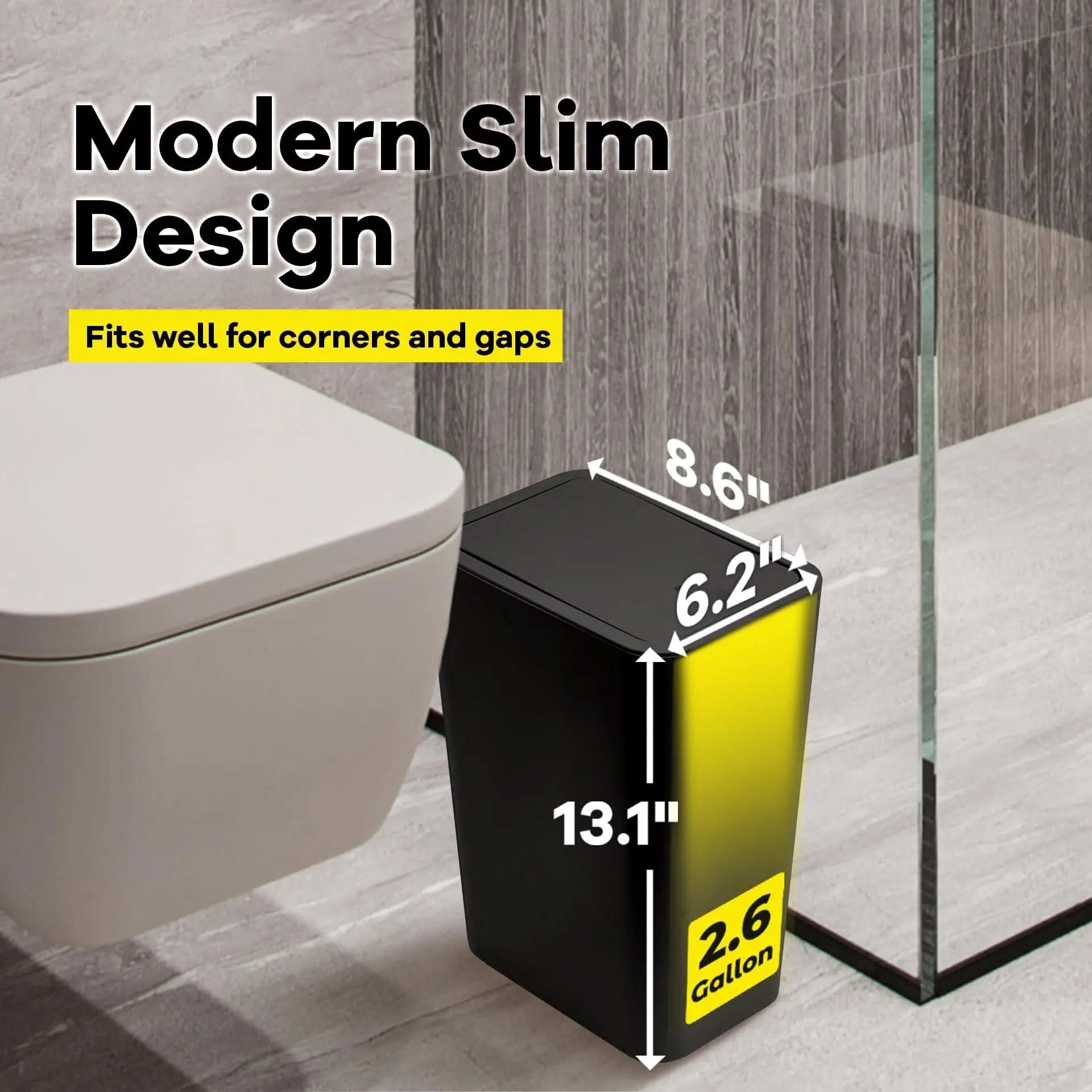 Slim Top Trash Bin 10L - Space-Saving Design | elesira