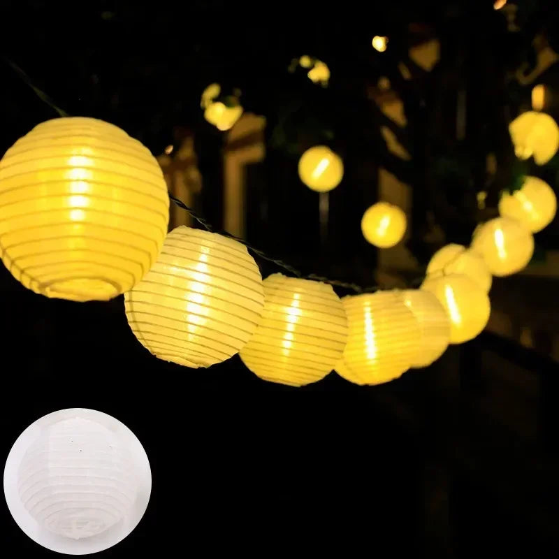 Catena di luci LED solari a lanterna - Struttura resistente alle intemperie IP65 | elesira