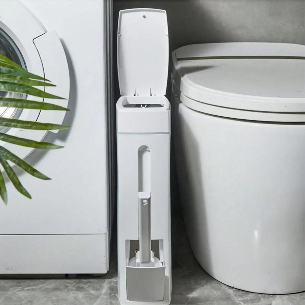 Schlanker Mülleimer mit verborgenem Toilettenbürsten-Set | elesira