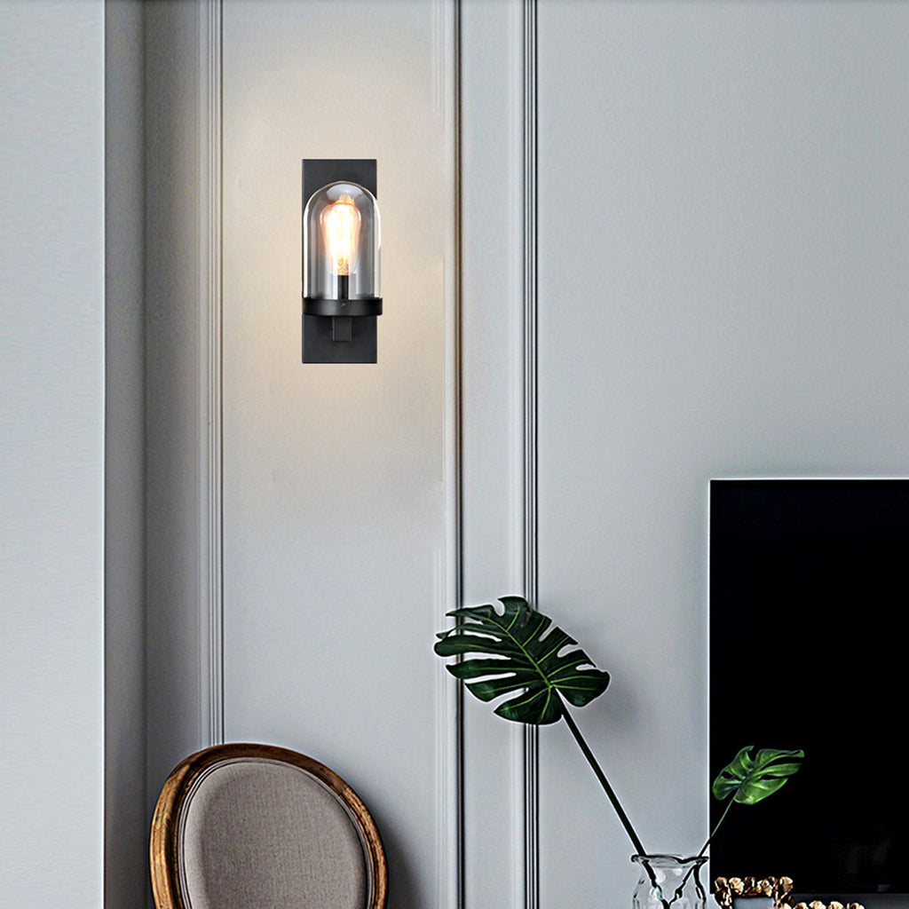 Black Wall Sconce Lighting with Glass Shade | elesira