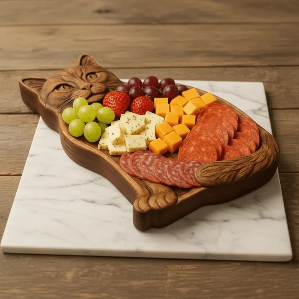 Snack Tray - Solid Wood Platter - Animal Motif - NaturKueche | elesira