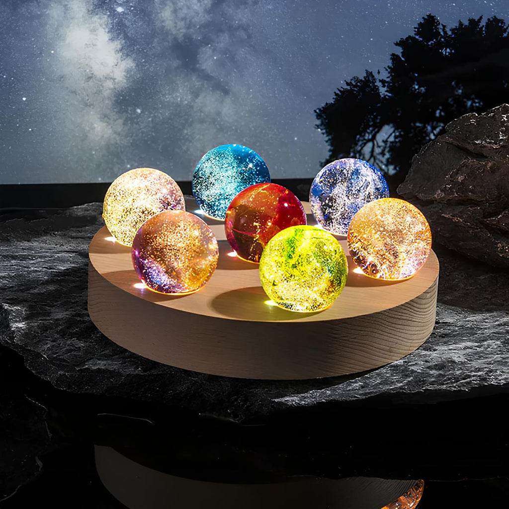 Celestial Glow Crystal Orbs – 7 Galaxy-Inspired Lights | elesira
