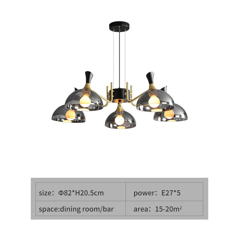 Grosvenor-musta LED-lasikattokruunu | elesira