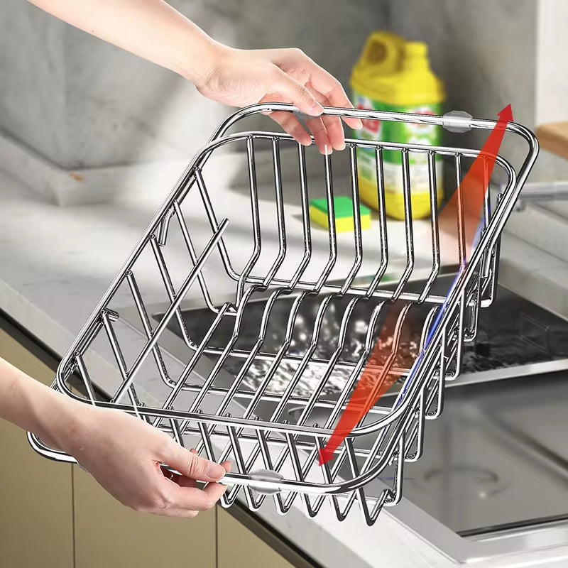 Organizador versátil para platos sobre el fregadero, de acero inoxidable | elesira