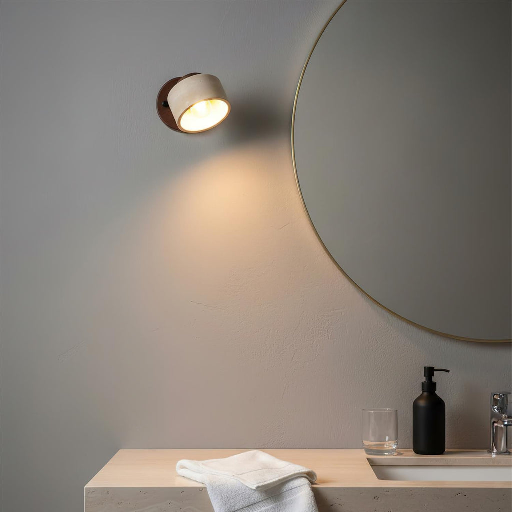 Versatile Indoor/Outdoor Sconce - Elegant Stone & Wood Finish | elesira