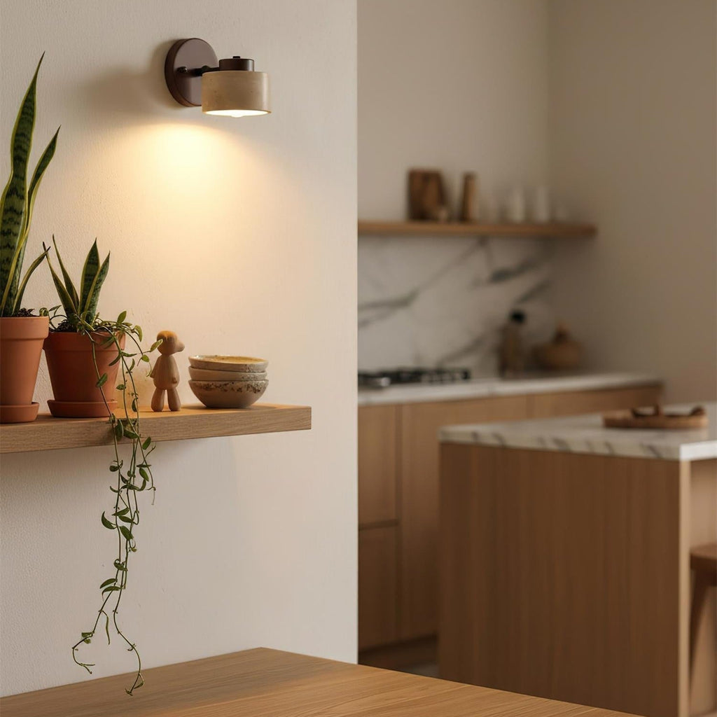 Versatile Indoor/Outdoor Sconce - Elegant Stone & Wood Finish | elesira