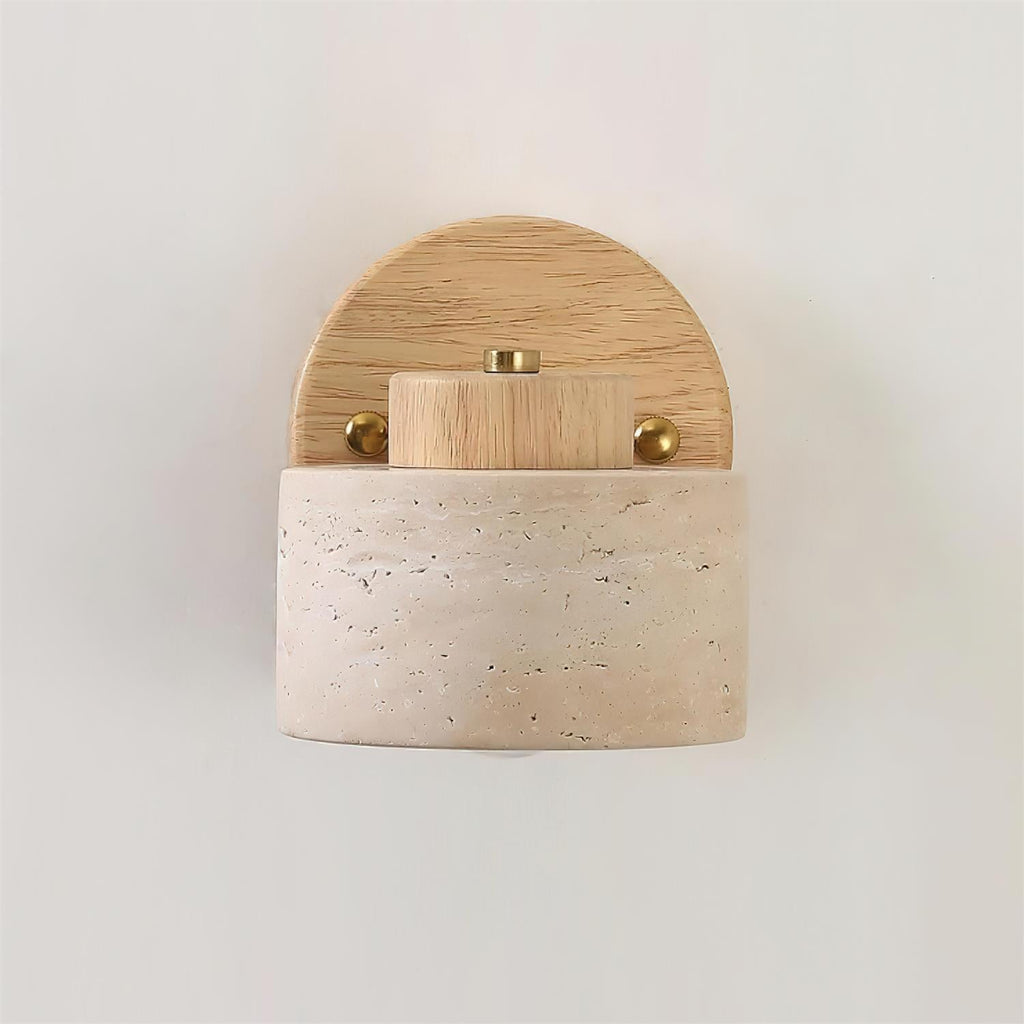 Versatile Indoor/Outdoor Sconce - Elegant Stone & Wood Finish | elesira
