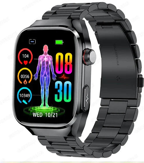 Advanced Health Smartwatch With ECG Monitoring And Blood Sugar Tracking On AMOLED Display - Elesira