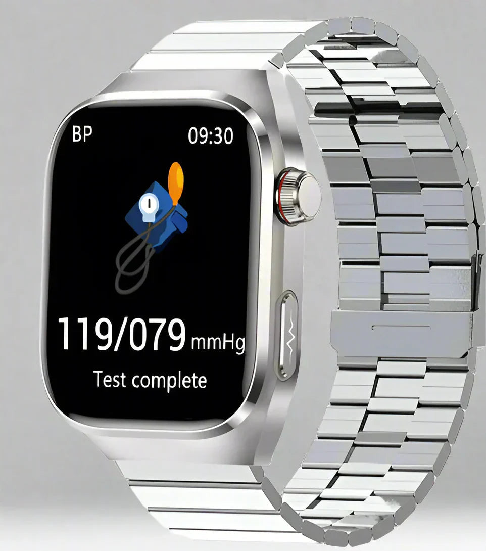 Advanced Health Smartwatch With ECG Monitoring And Blood Sugar Tracking On AMOLED Display - Elesira