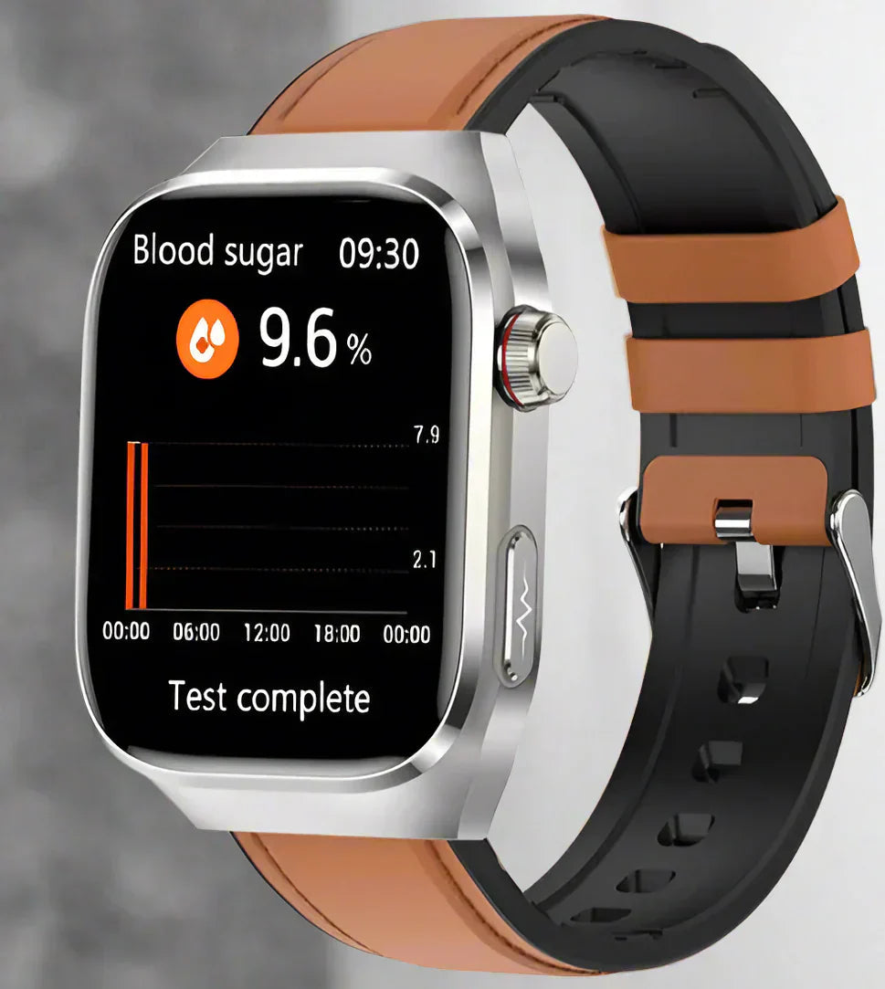 Advanced Health Smartwatch With ECG Monitoring And Blood Sugar Tracking On AMOLED Display - Elesira
