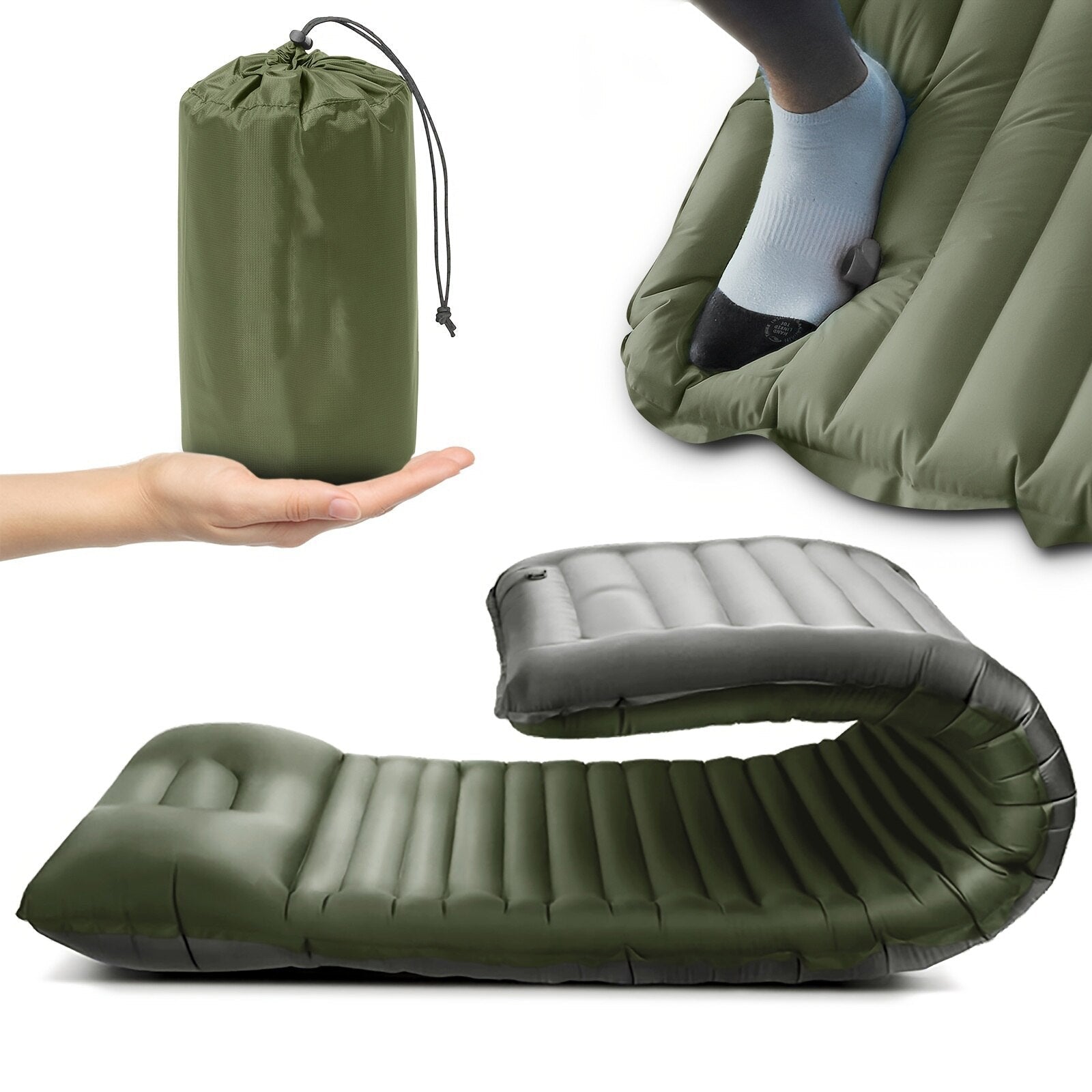 Adventure Ready Inflatable Camping Mattress With Built In Foot Pump For Outdoor Comfort - Elesira