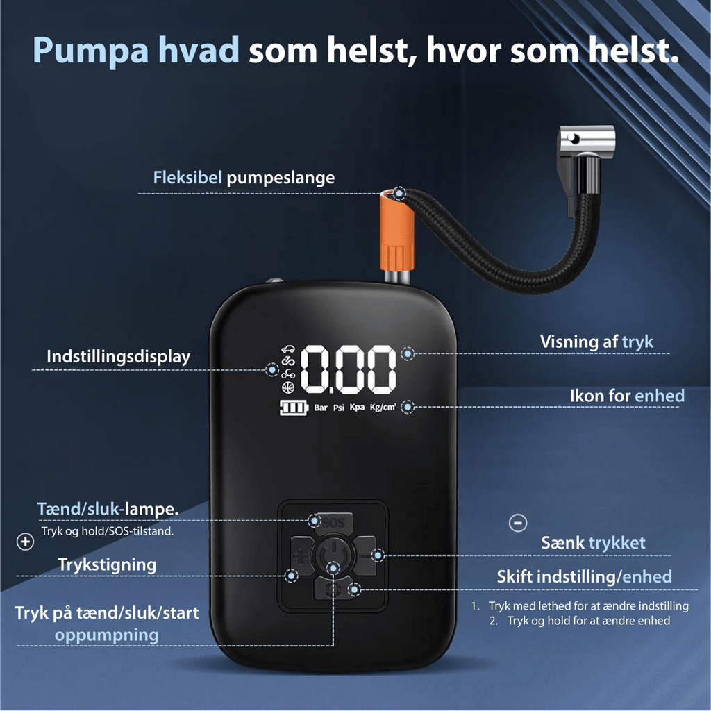 AirSwift Pro compacte elektrische pomp met ledlamp en meerdere mondstukken - Elesira