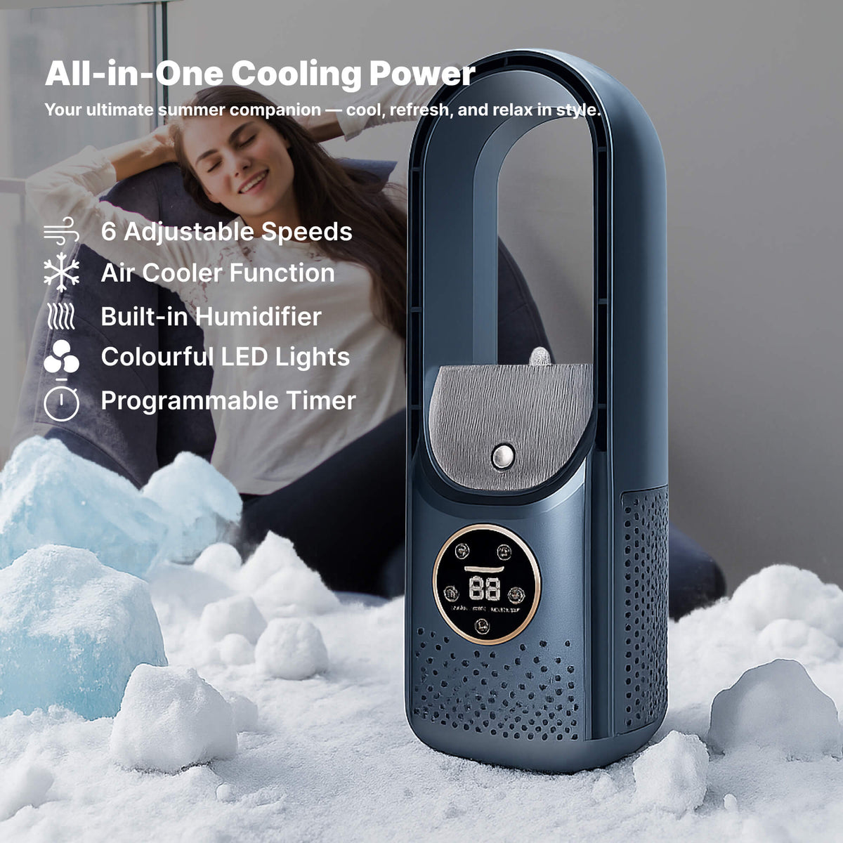 WhisperCool draagbare aircooler zonder bladen: perfect voor elke ruimte | elesira