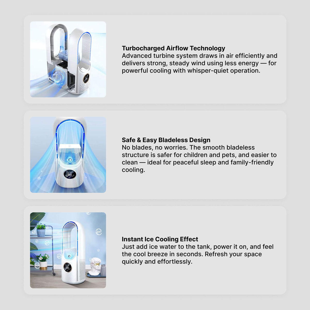 WhisperCool draagbare aircooler zonder bladen: perfect voor elke ruimte | elesira