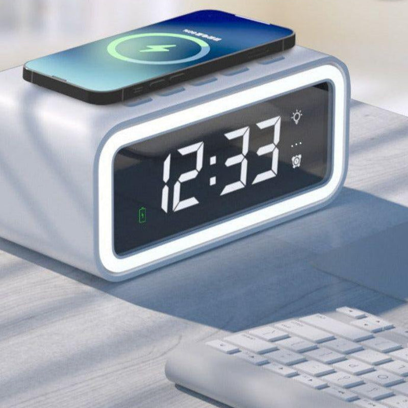 Smart väckarklocka med trådlös Qi-laddning och LED-display | elesira