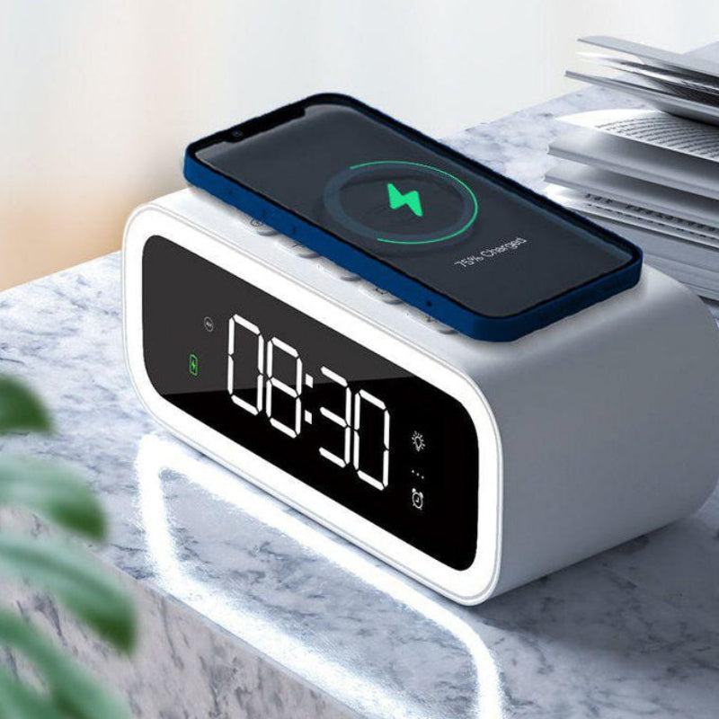 Smart väckarklocka med trådlös Qi-laddning och LED-display | elesira
