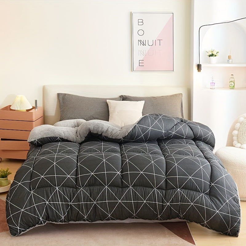 Year-Round Duvet Insert With Soft Down-Alternative Fill And Geometric Pattern - Elesira