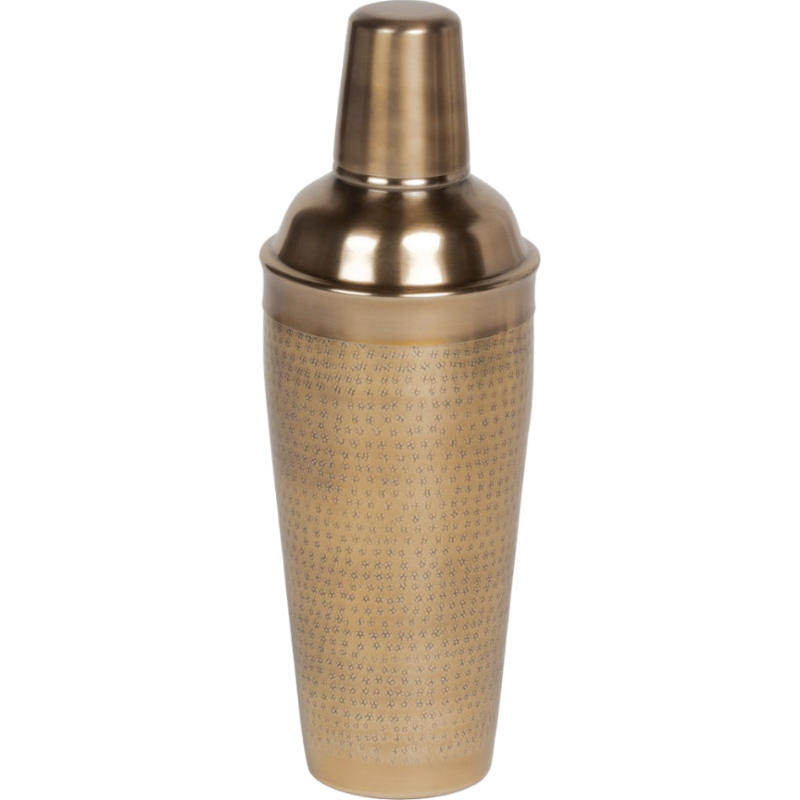 Shaker para cocktails Avery com acabamento em latão antigo e aço inoxidável martelado - Elesira