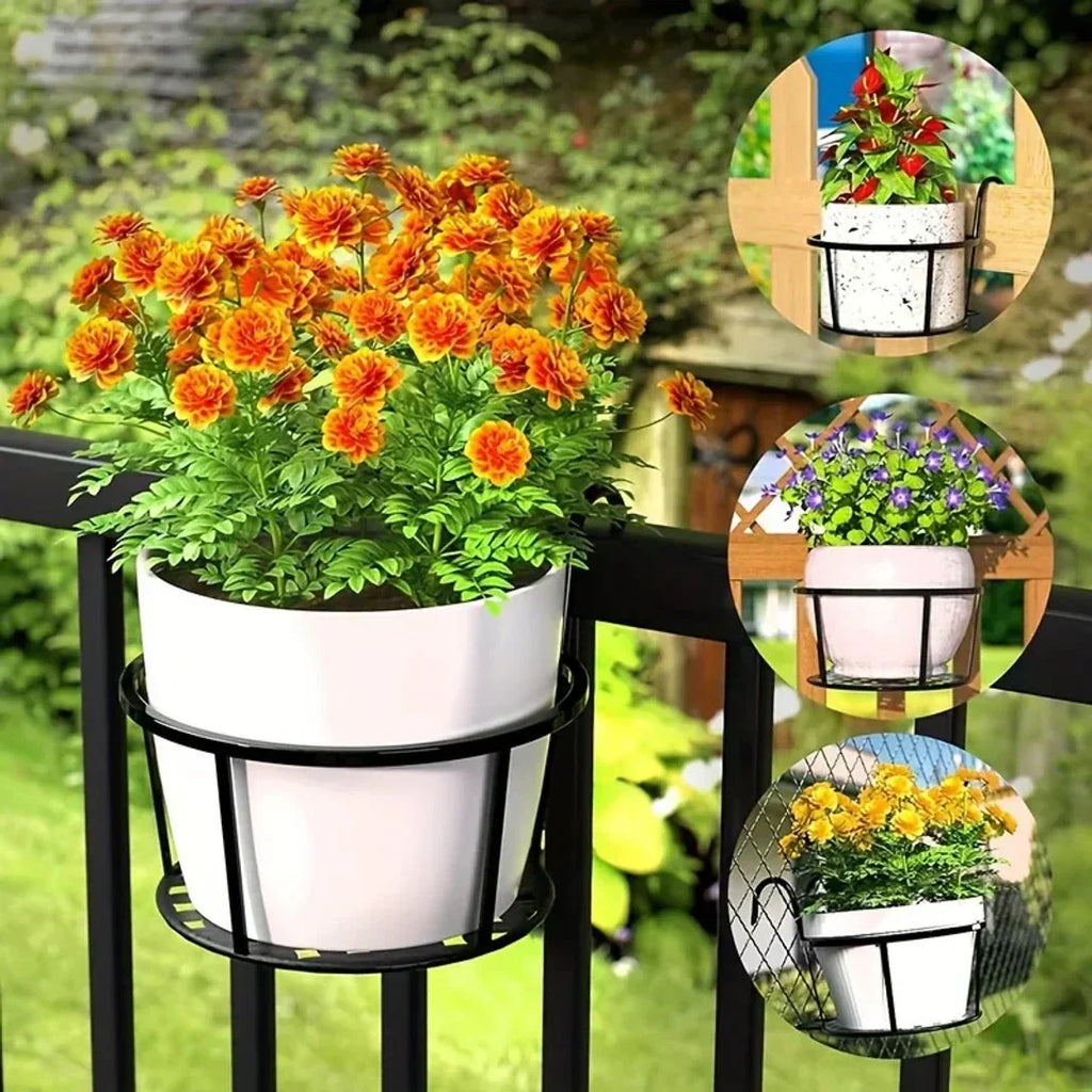 Space-Saving Balcony Pot Holder - Open Drainage Base for Railings | elesira