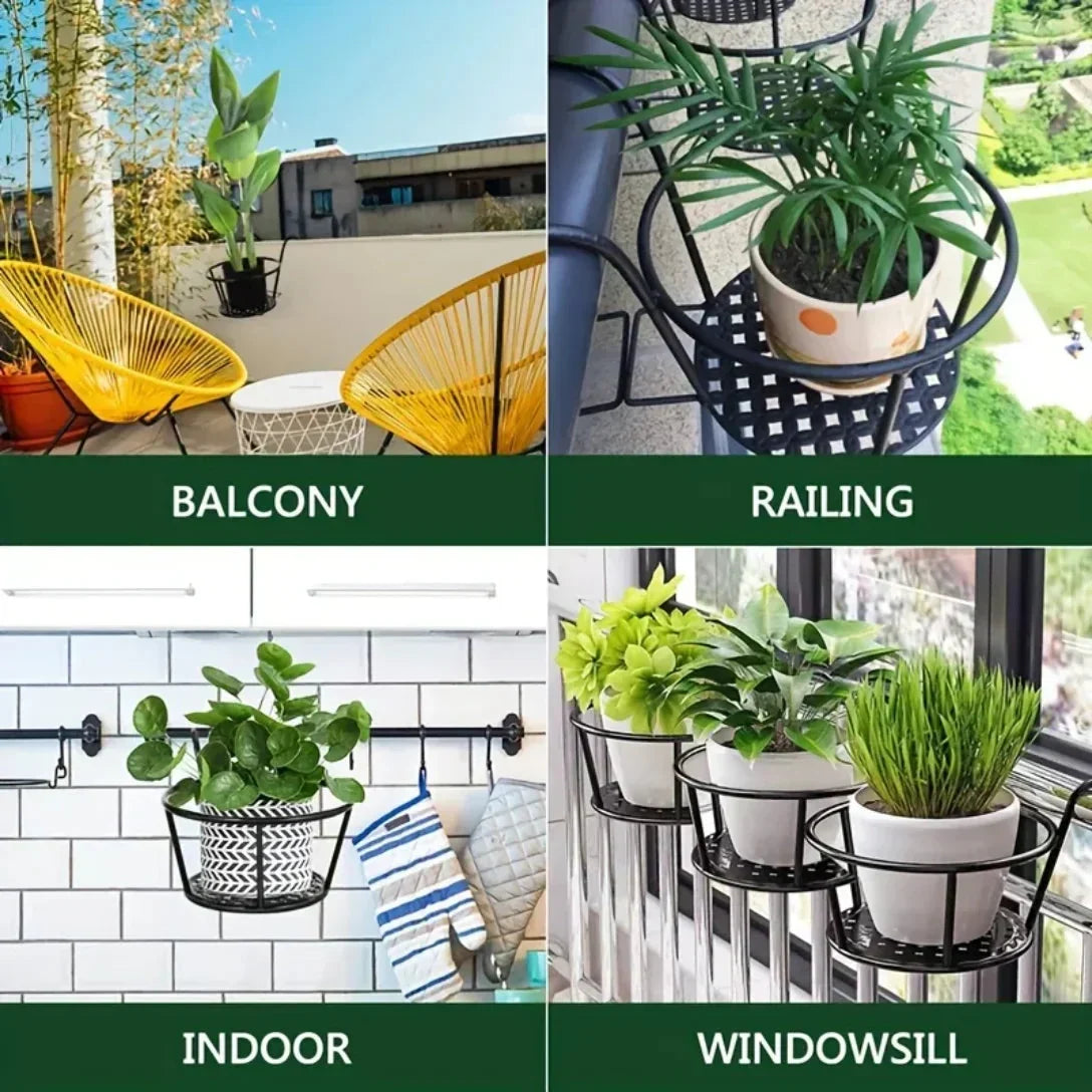 Space-Saving Balcony Pot Holder - Open Drainage Base for Railings | elesira