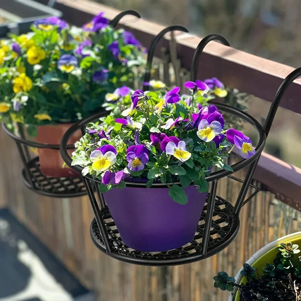 Space-Saving Balcony Pot Holder - Open Drainage Base for Railings | elesira