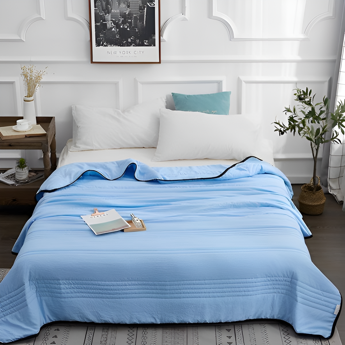Bambusowy koc chłodzący dla osób, którym jest gorąco podczas snu, lekka narzuta odprowadzająca wilgoć - Elesira