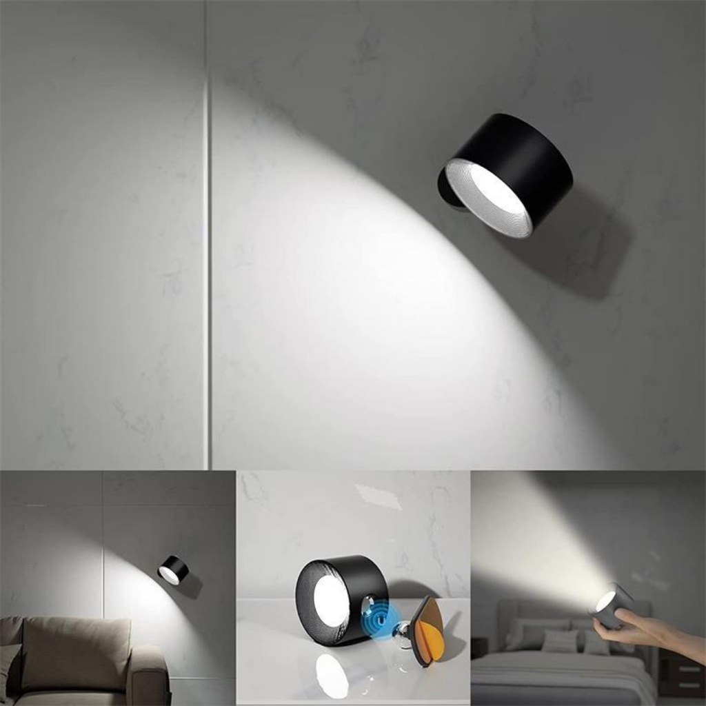 BrightBeam Cordless 360 Degree Wall Lamp Rechargeable Wireless | elesira