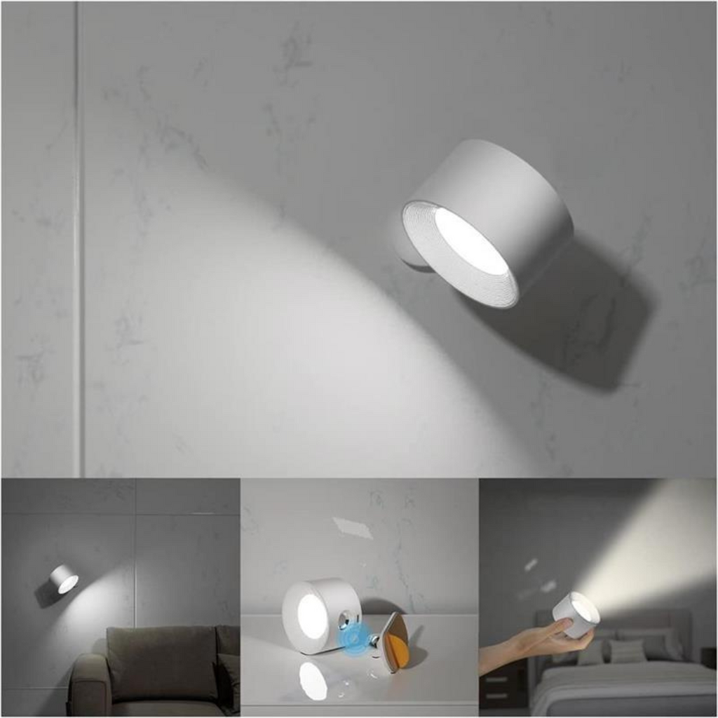 BrightBeam Cordless 360 Degree Wall Lamp Rechargeable Wireless | elesira