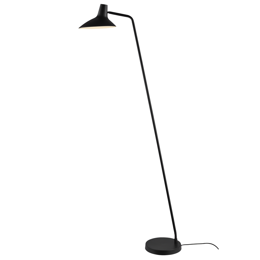 Harrow | Lampă de podea neagră, arcuită, în stil industrial modern, cu cap curbat reglabil pentru iluminarea elegantă a locuinței | elesira